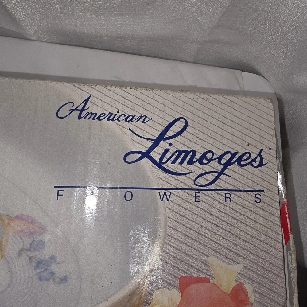 American Limoges Flowers 12 Inch Oval Baker Fine Porcelain Floral Casserole Dish